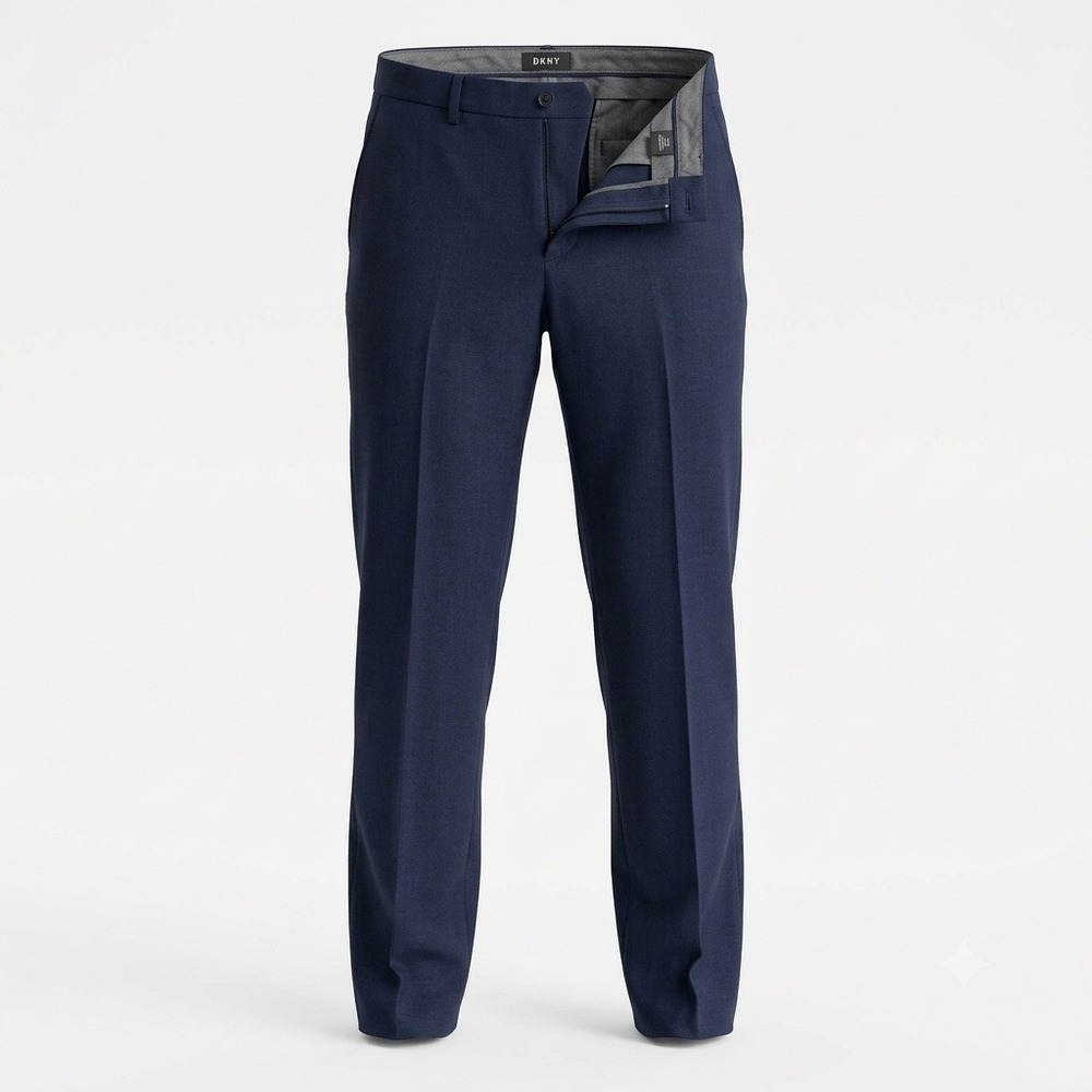 DKNY Mens Slim Fit Stretch Chino Pants Navy Blue Dress Casual Trousers 34x30